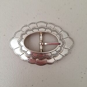 Taiwan ROC Silver Tone Belt Buckle Etched Crafts Vintage